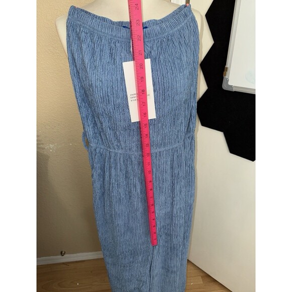 JUMPSUIT ROMPER one piece blue size small crinkle material wide leg flowy - Picture 8 of 15